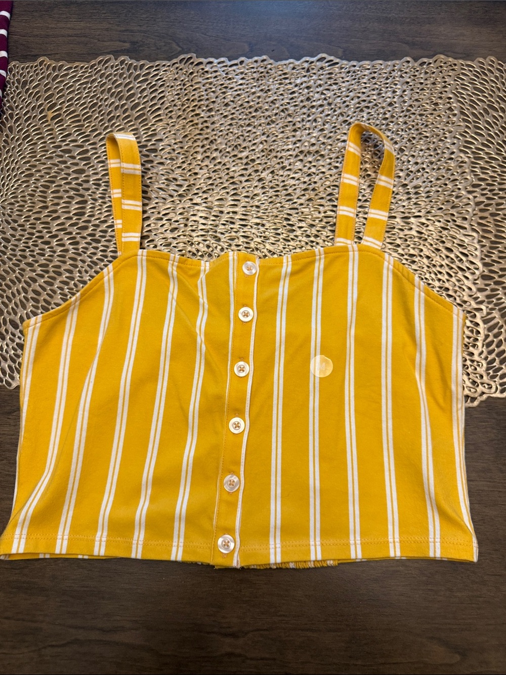 Me to We Yellow and White Striped Button-Front Cami